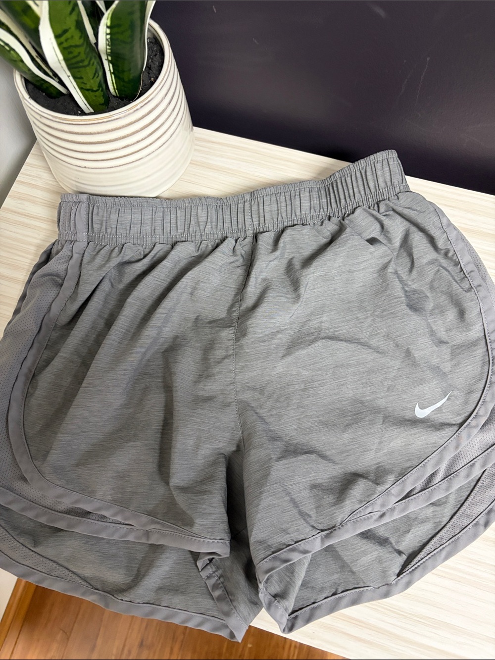 Nike Women's Grey Athletic Running Shorts with Swoosh!! EUC